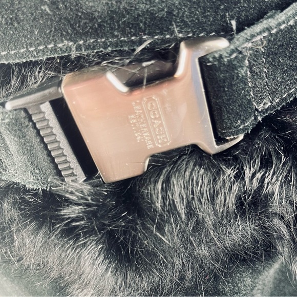 Coach Black Suede Wedge Boots Rabbit Fur Trim Size 11 Sharma Made in Italy🇮🇹 - Picture 9 of 17